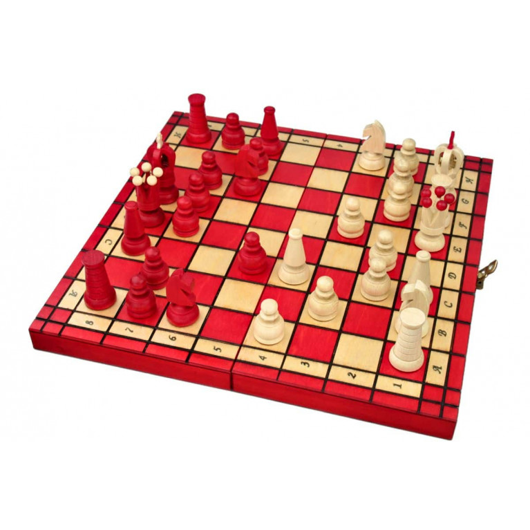 Összecsukható fa sakk 310*310 PL151R Piros-Fehér 